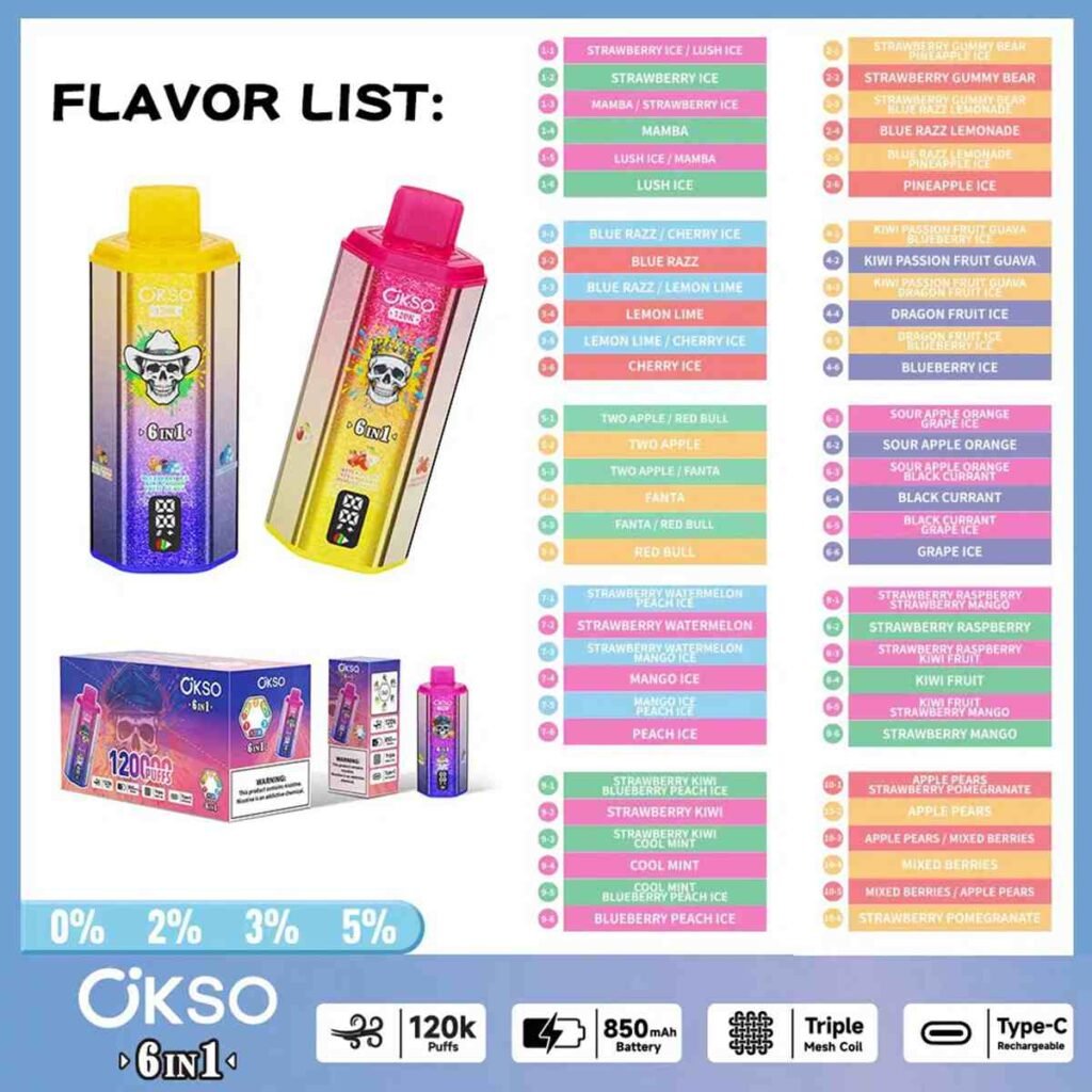 Okso 6in1 Flavors 120K Puffs Disposable Vape