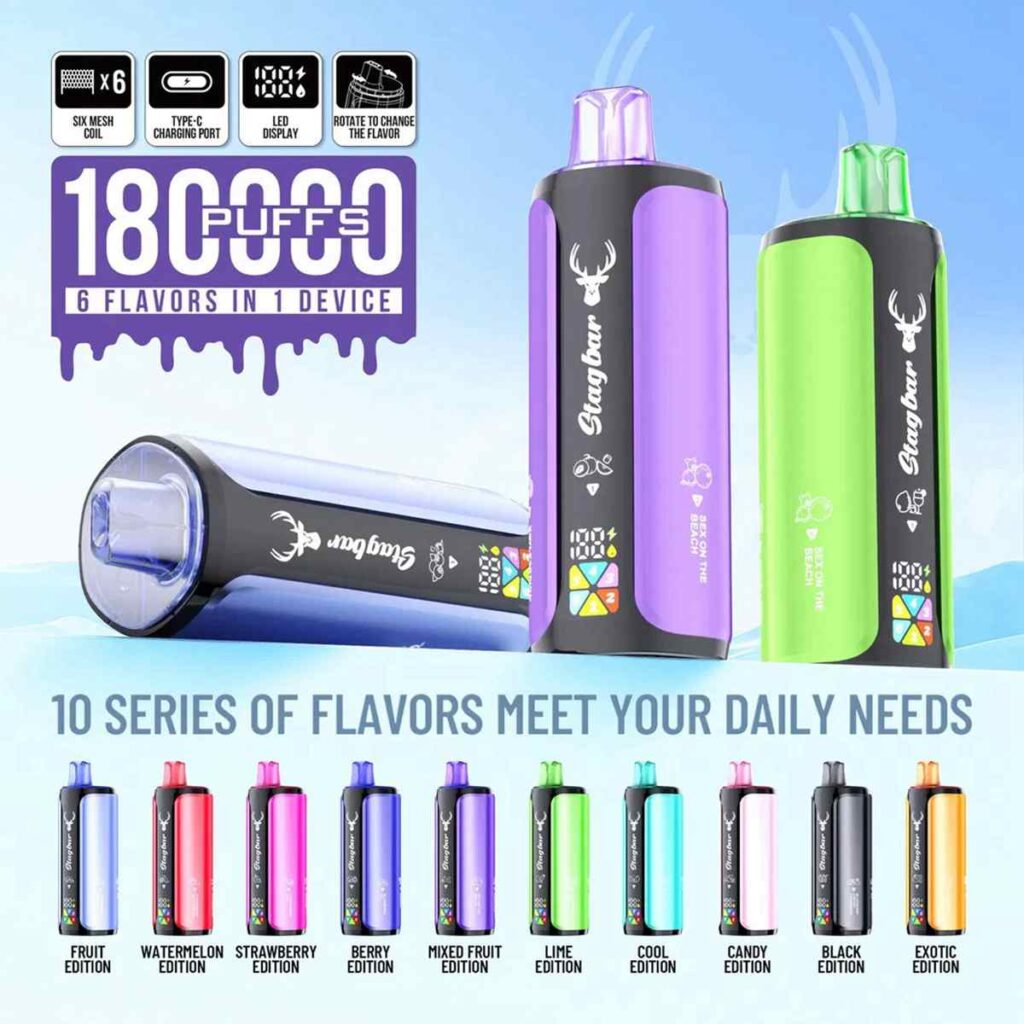 EU Warehouse 6in1 Flavor Stagbar 180K Puffs Disposable Vape