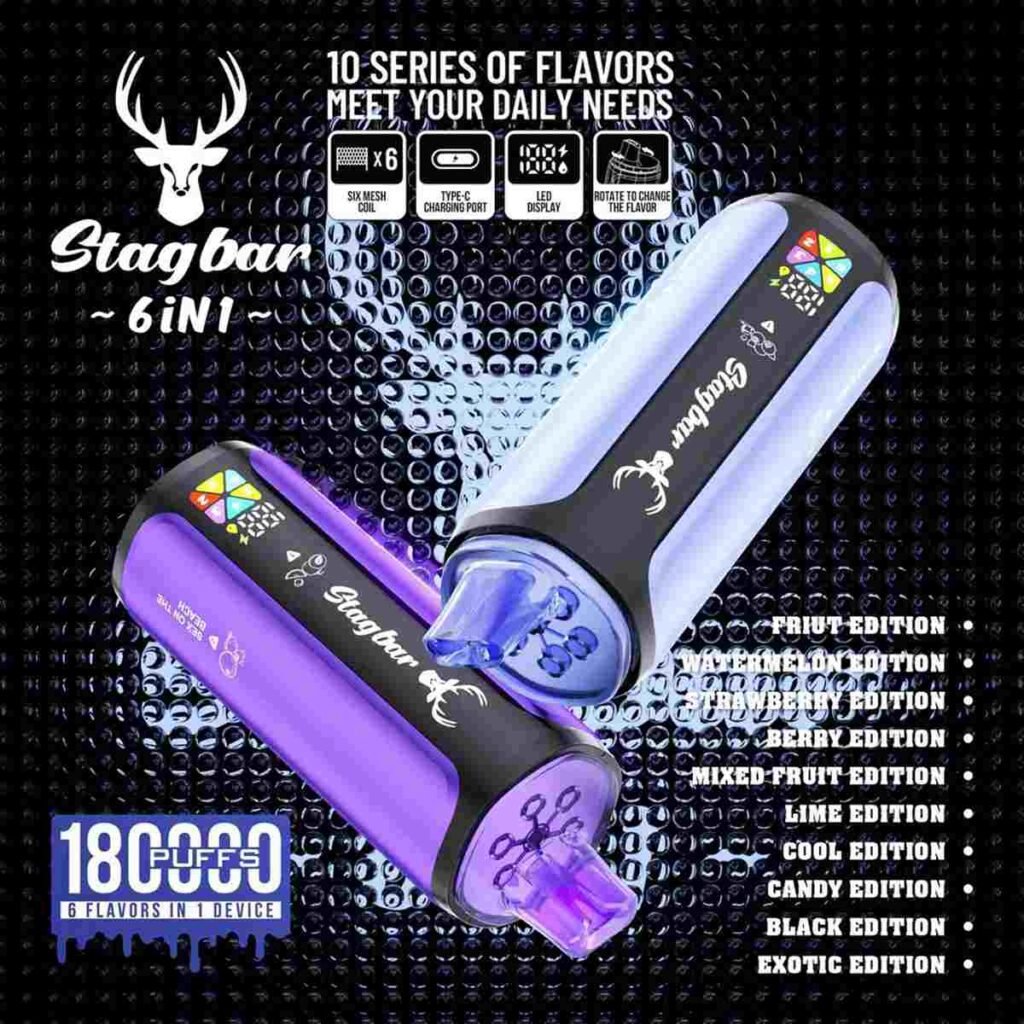 EU Warehouse 6in1 Flavor Stagbar 180K Puffs Disposable Vape