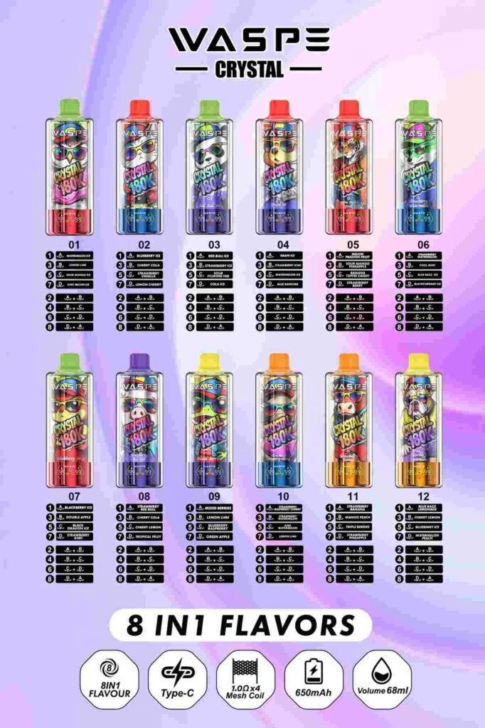 EU Warehouse 8in1 Flavor Waspe 180K Puffs Disposable Vape