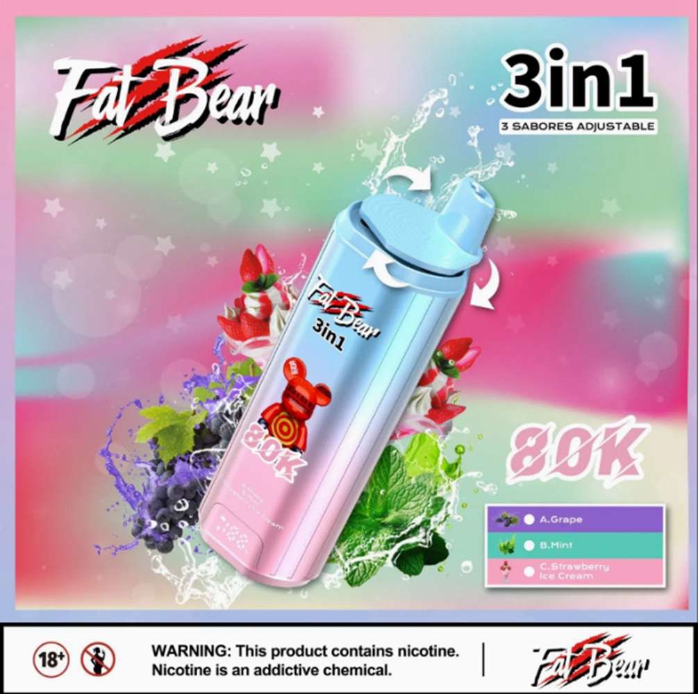 EU Warehouse 3in1 Flavor Aim Fatbear 80000 Puffs Disposable Vape