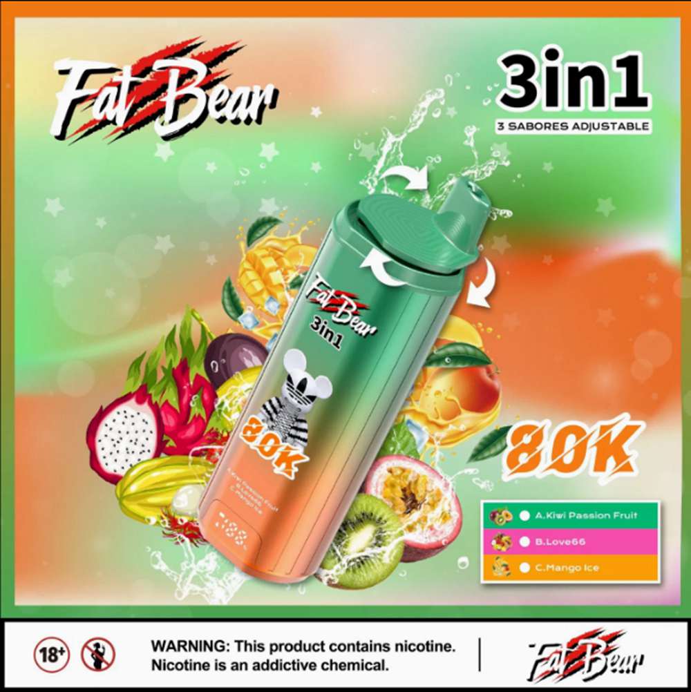EU Warehouse 3in1 Flavor Aim Fatbear 80000 Puffs Disposable Vape