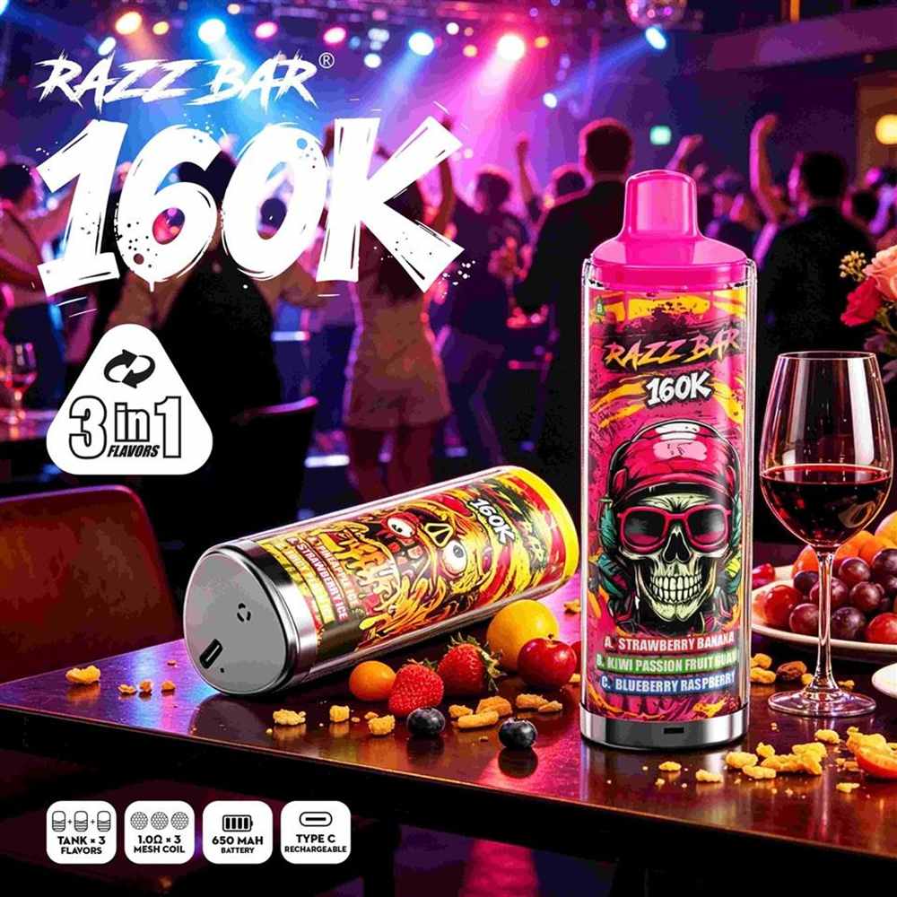 EU Warehouse 3in1 Flavor Razzbar 160K Puffs Disposable Vape