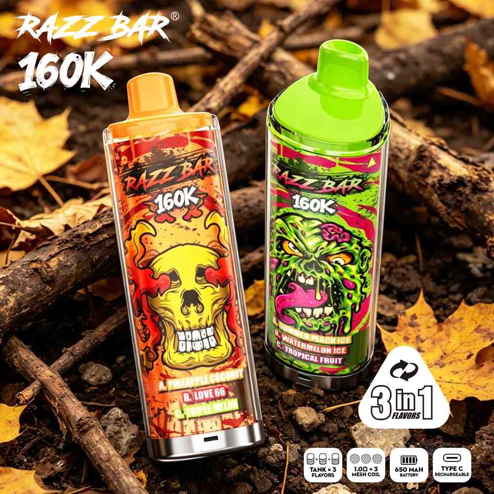 EU Warehouse 3in1 Flavor Razzbar 160K Puffs Disposable Vape