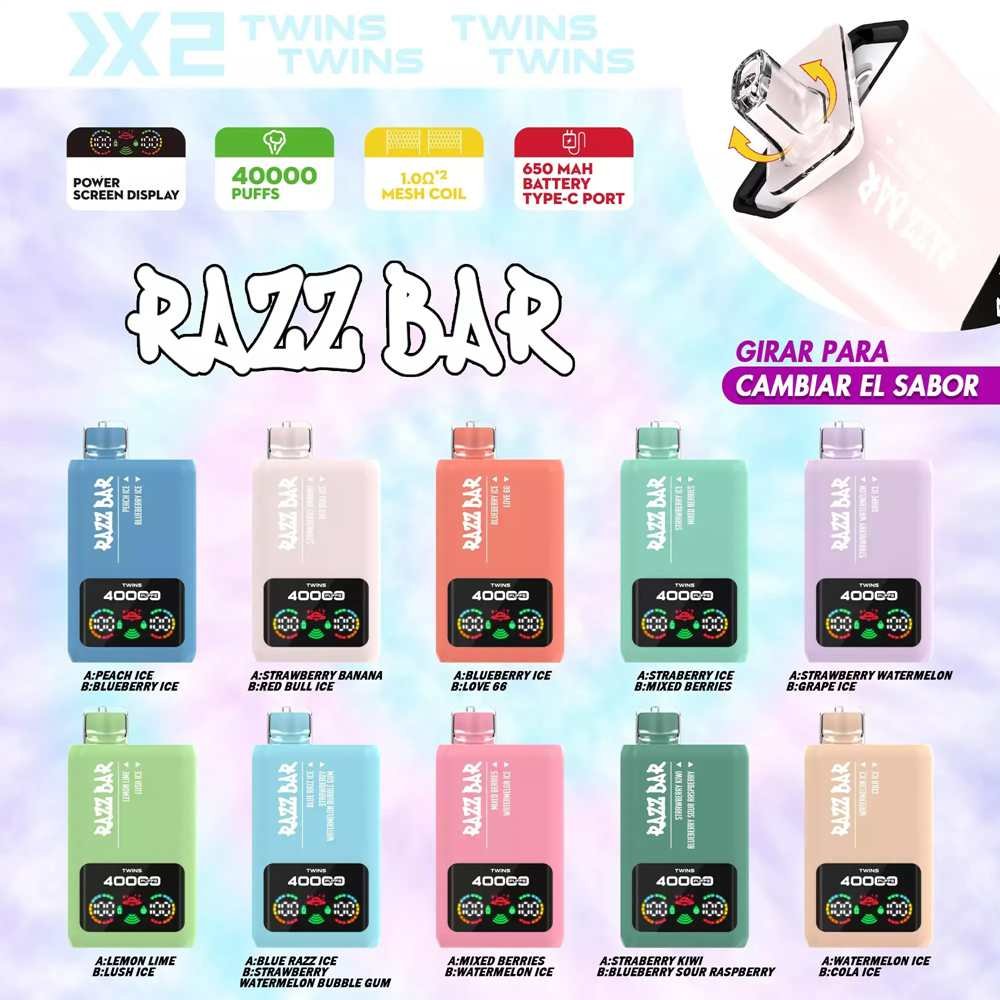 EU Warehouse Dual Flavors Razzbar 40K Puffs Disposable Vape