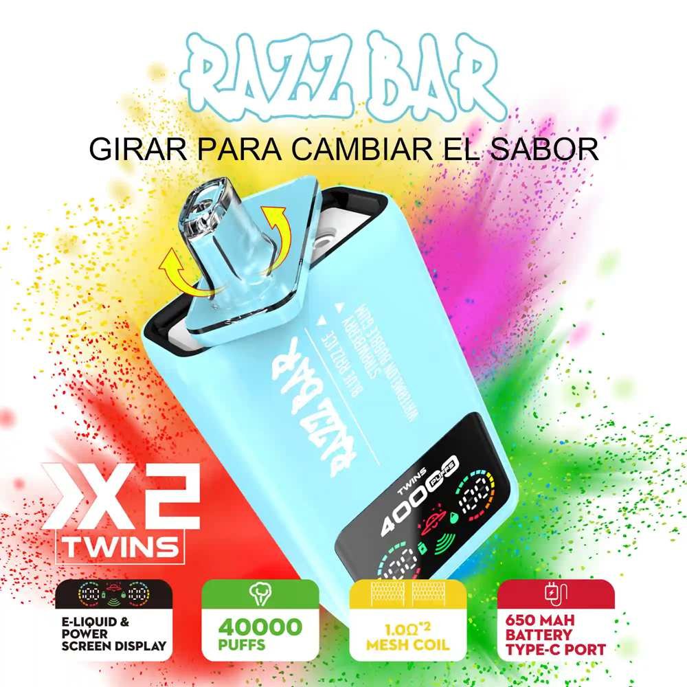 EU Warehouse Dual Flavors Razzbar 40K Puffs Disposable Vape