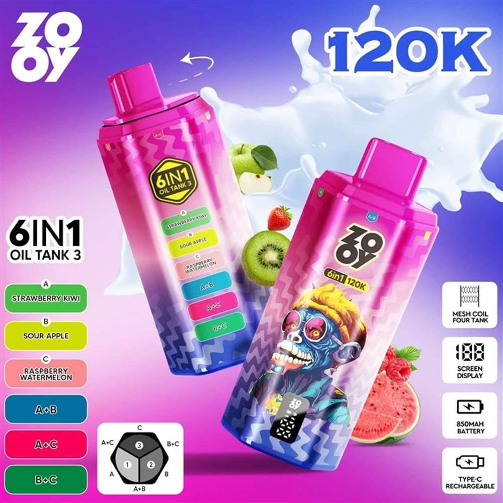 EU Warehouse 6in1 Flavor Zooy 120K Puffs Disposable Vape