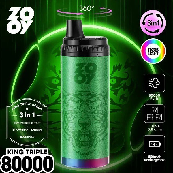 EU Warehouse 3in1 Flavor Zooy King Triple 80K Puffs Disposable Vape