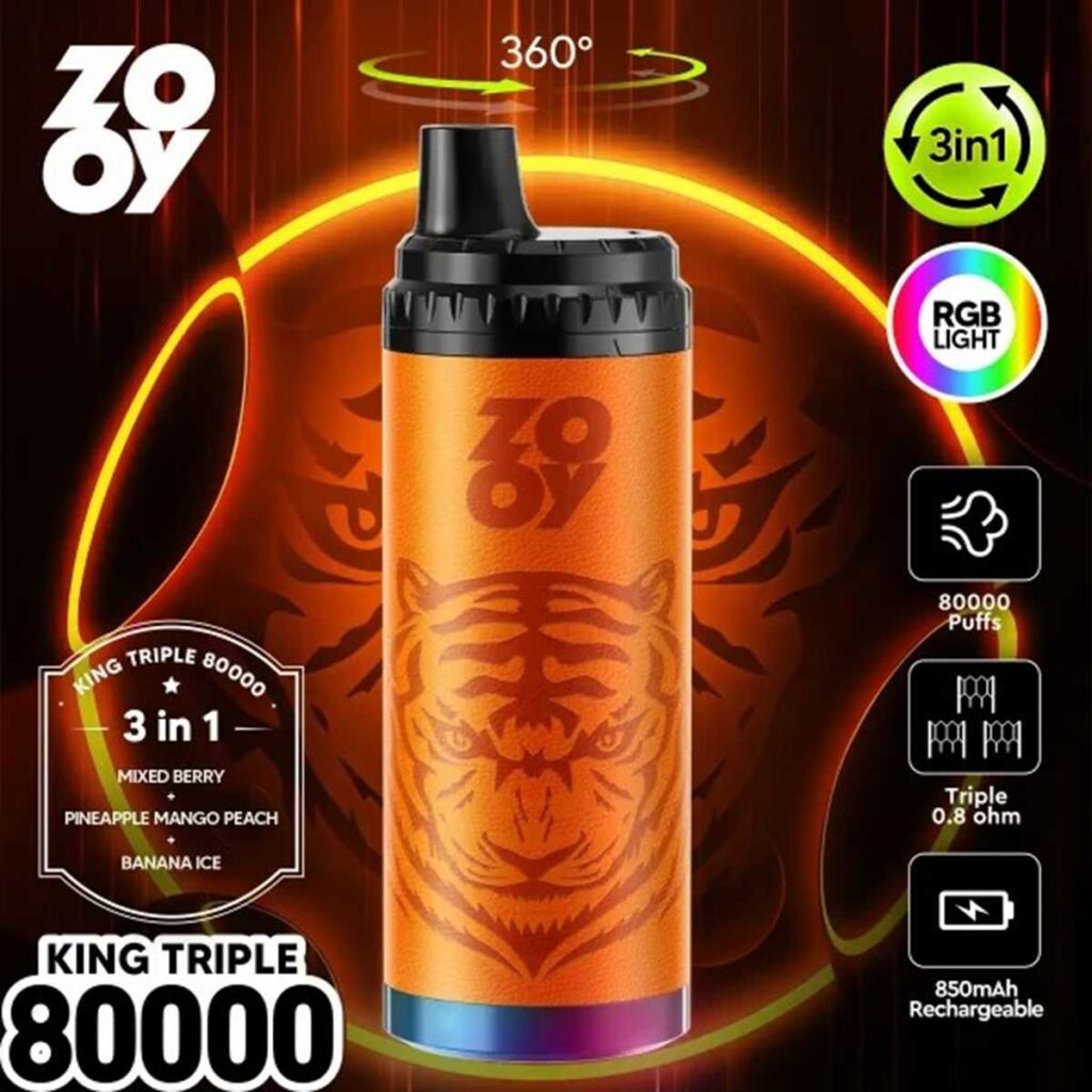 EU Warehouse 3in1 Flavor Zooy King Triple 80K Puffs Disposable Vape
