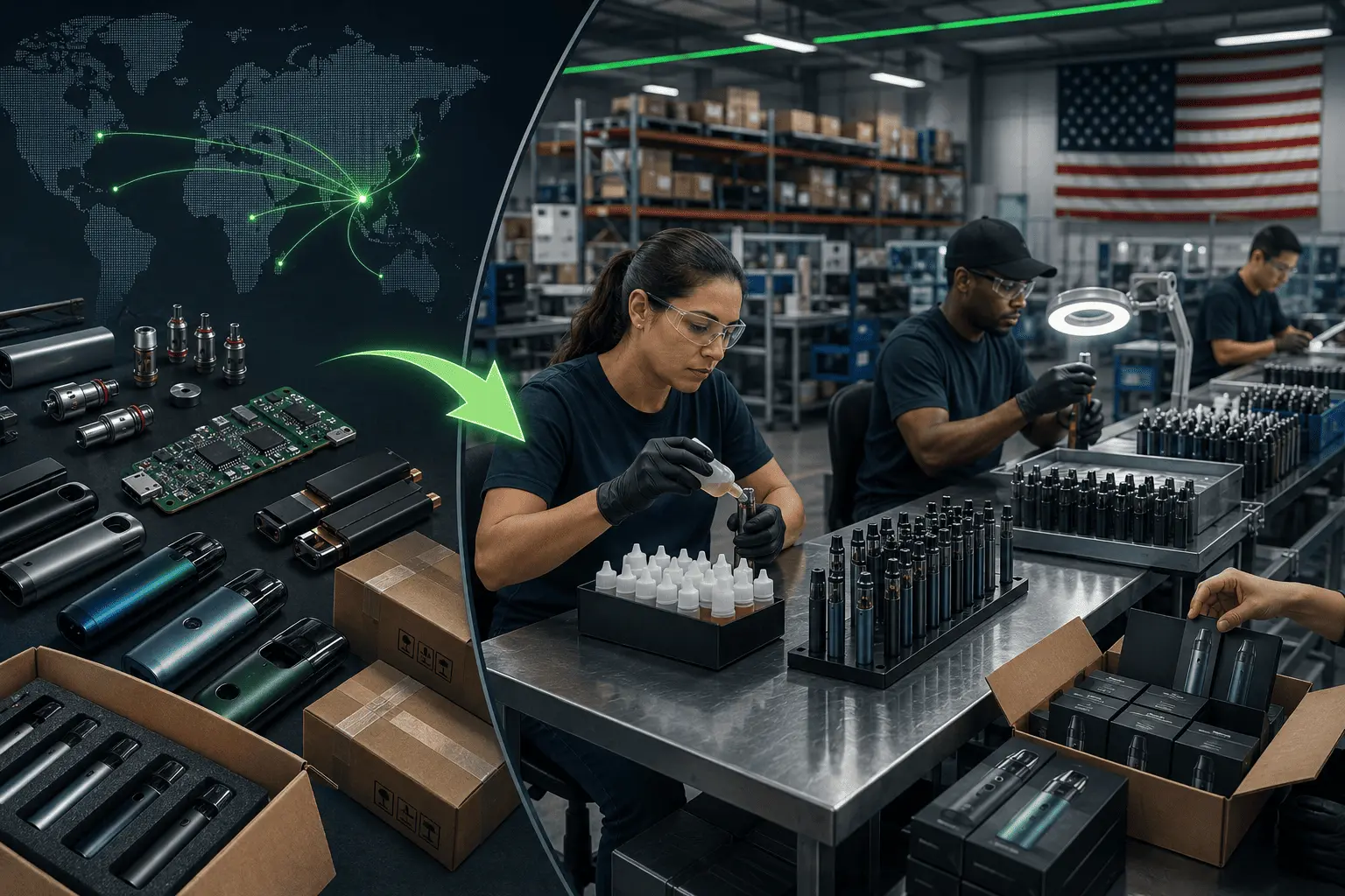 US vape manufacturing assembly operations