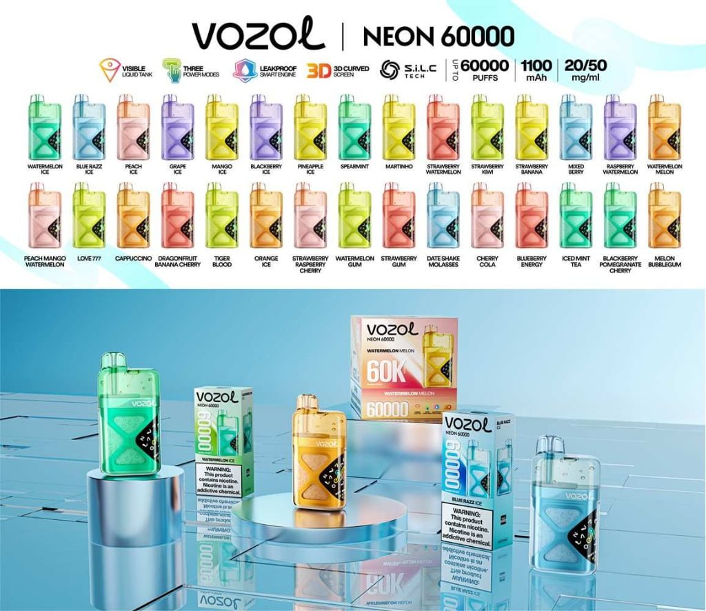 Vozol Neon 60K Puffs Disposable Vape EU Warehouse